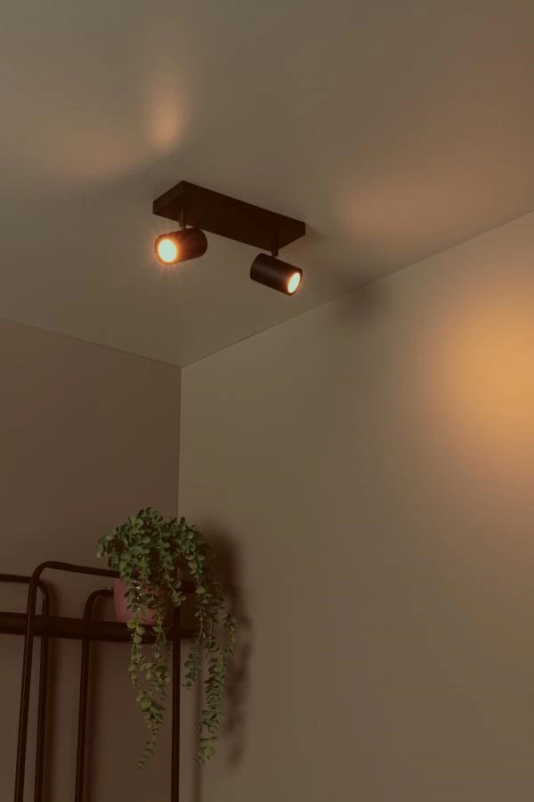 Lucide AMIGO - Ceiling spotlight - 2xGU10 - Black - atmosphere 1